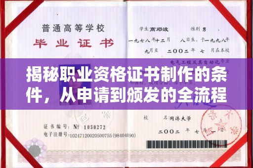 横峰揭秘职业资格证书制作的条件，从申请到颁发的全流程解析